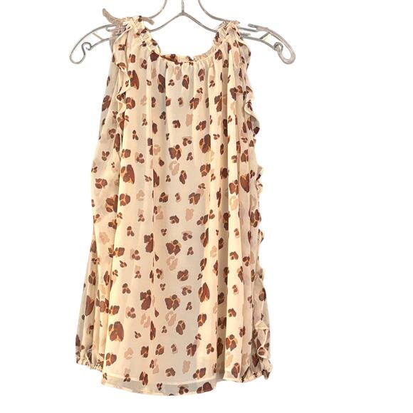 1 State Animal Print Blouse Top Ruffle Sz L Sleeve Cold Shoulder - Picture 8 of 10